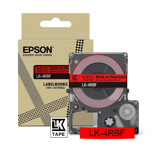 Epson LK-4RBF ruban 12 mm (d'origine) - noir sur rouge fluo 084456 - 1