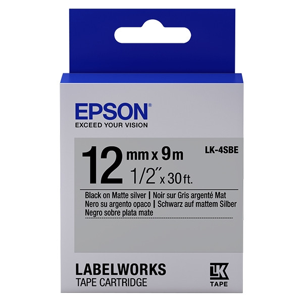 Epson LK-4SBE ruban d'étiquettes adhésives 12 mm (d'origine) - noir sur argent 083214 - 1