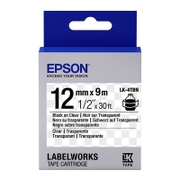 Epson LK-4TBN ruban d'étiquettes 12 mm (d'origine) - noir sur transparent 083186