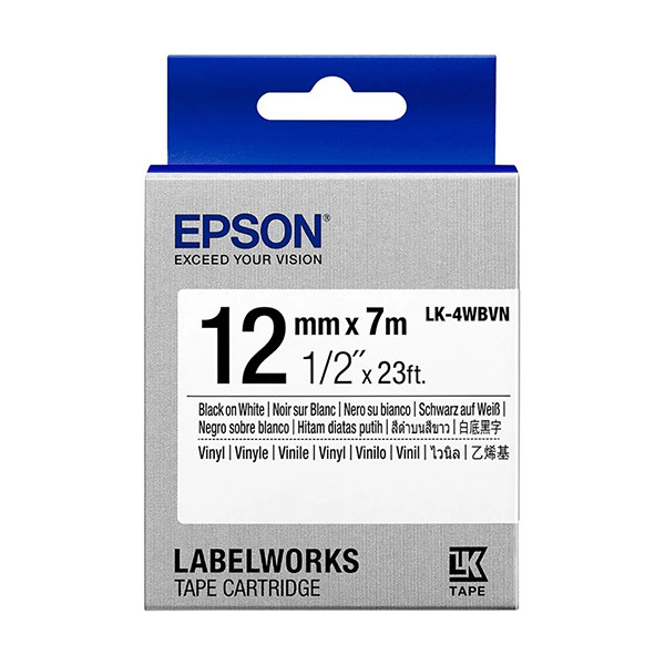 Epson LK-4WBVN ruban d'étiquettes 12 mm (d'origine) - noir sur blanc 084346 - 1