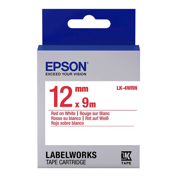 Epson LK-4WRN ruban standard 12 mm (d'origine) - rouge sur blanc 083196 - 1