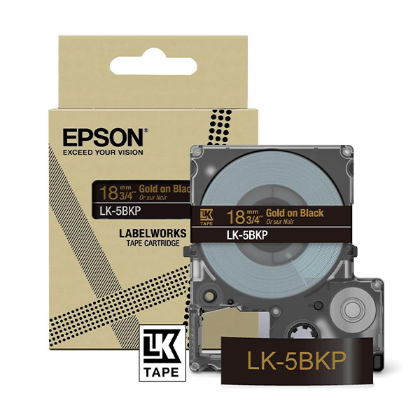 Epson LK-5BKP ruban 18 mm (d'origine) - or sur noir métallisé 084444 - 1