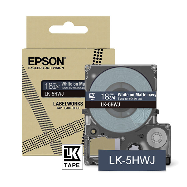 Epson LK-5HWJ ruban mat 18 mm (d'origine) - blanc sur bleu marine 084424 - 1