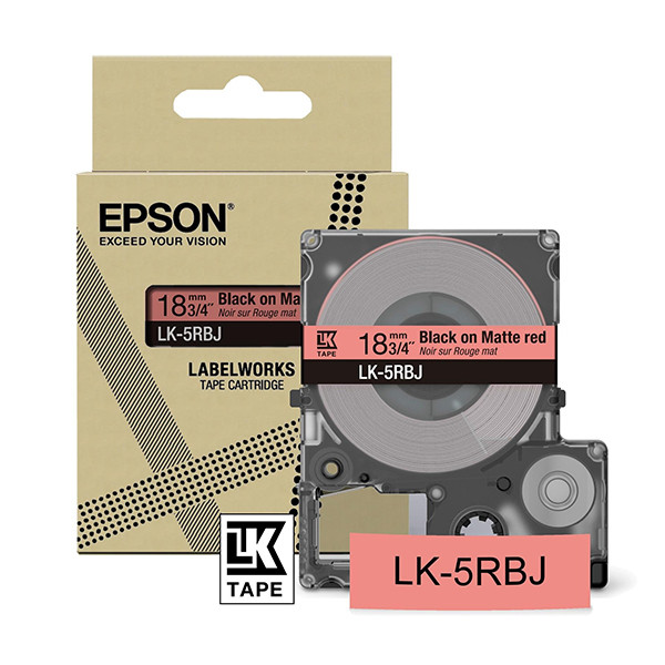 Epson LK-5RBJ ruban mat 18 mm (original) - noir sur rouge 084402 - 1