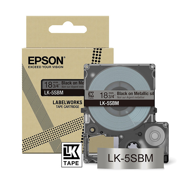 Epson LK-5SBM ruban 18 mm (d'origine) - noir sur argent métallisé 084442 - 1