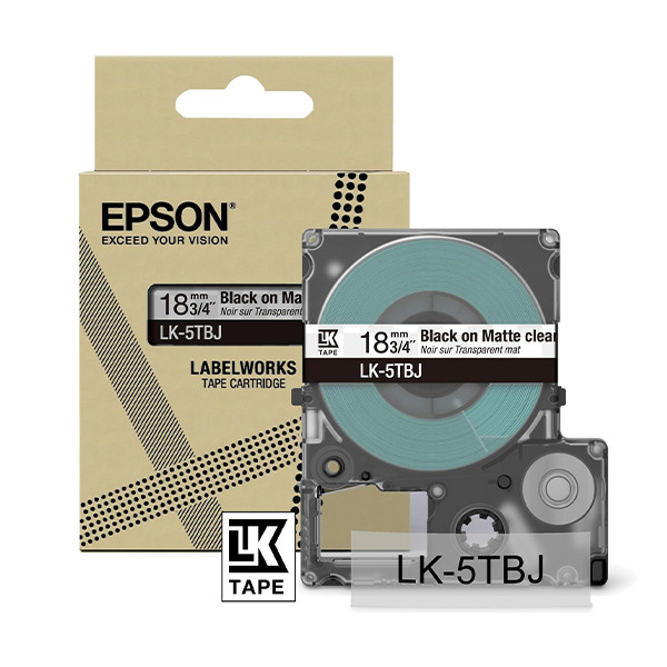 Epson LK-5TBJ ruban mat 18 mm (d'origine) - noir sur transparent 084390 - 1
