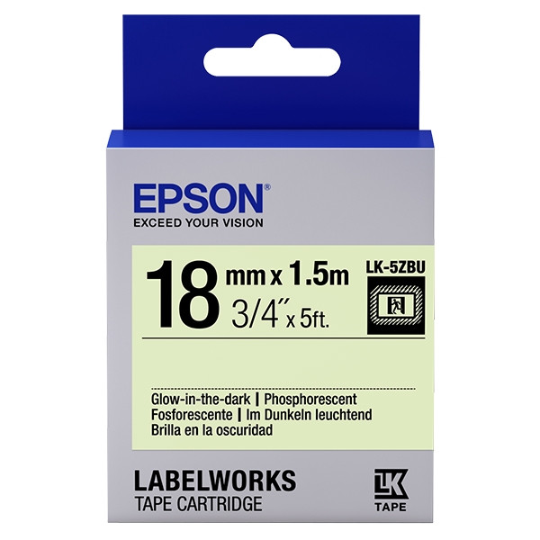 Epson LK-5ZBU ruban d'étiquettes 18 mm (d'origine) - noir foncé sur fluo 083230 - 1