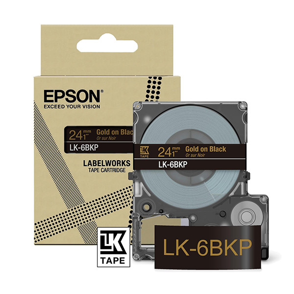Epson LK-6BKP ruban 24 mm (d'origine) - or sur noir métallisé 084446 - 1
