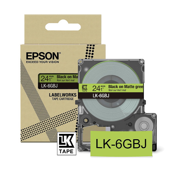Epson LK-6GBJ ruban mat 24 mm (d'origine) - noir sur vert 084472 - 1
