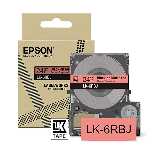 Epson LK-6RBJ ruban mat 24 mm (d'origine) - noir sur rouge 084404 - 1