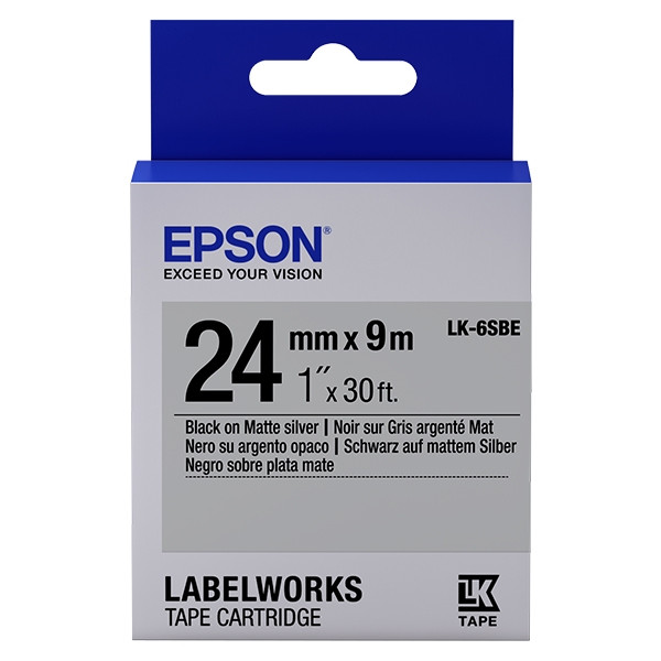 Epson LK-6SBE ruban d'étiquettes adhésives 24 mm (d'origine) - noir sur argent 083256 - 1