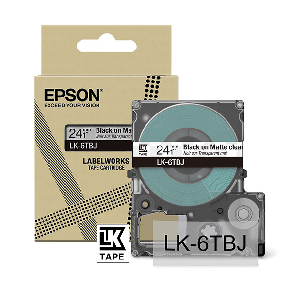 Epson LK-6TBJ ruban mat 24 mm (d'origine) - noir sur transparent 084392 - 1