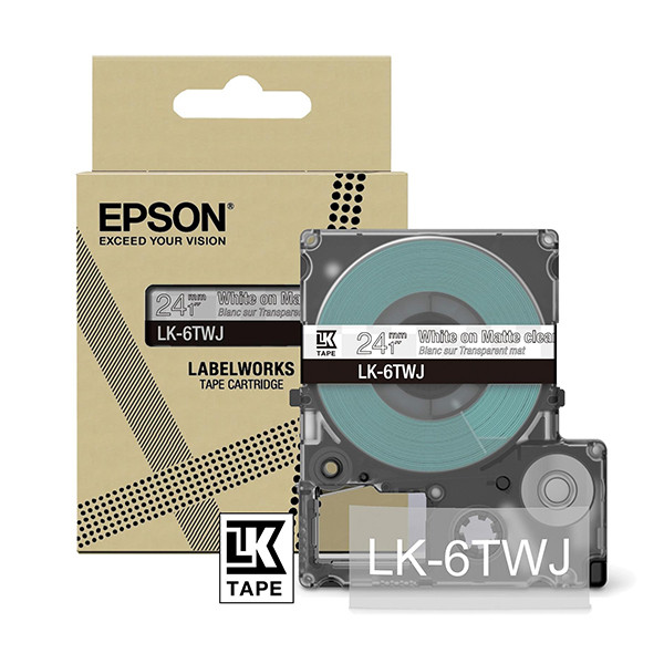 Epson LK-6TWJ ruban mat 24 mm (d'origine) - blanc sur transparent 084398 - 1