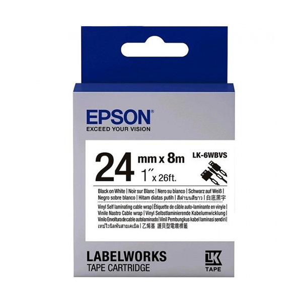 Epson LK-6WBVS ruban pour câble 24 mm (d'origine) - noir sur blanc 084362 - 1