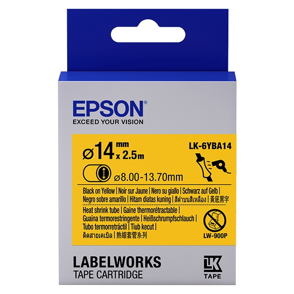 Epson LK-6YBA14 ruban thermorétractable - noir sur jaune 14 mm (d'origine) 083298 - 1