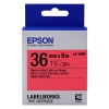 Epson LK-7RBP ruban d'étiquettes 36 mm (d'origine) - noir sur rouge pastel 083276 - 1