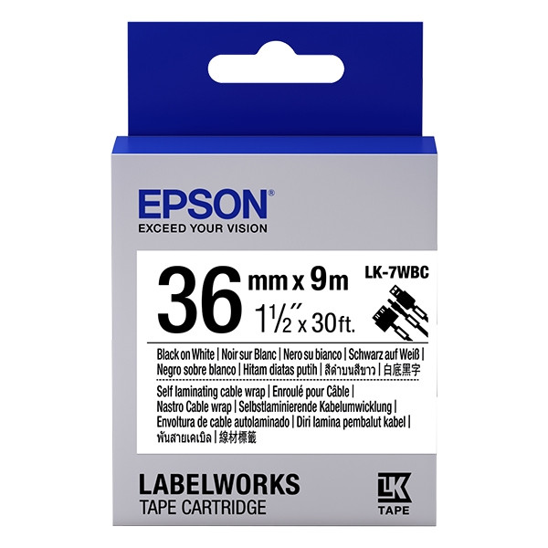 Epson LK-7WBC ruban pour câble 36 mm (d'origine) - noir sur blanc 083272 - 1