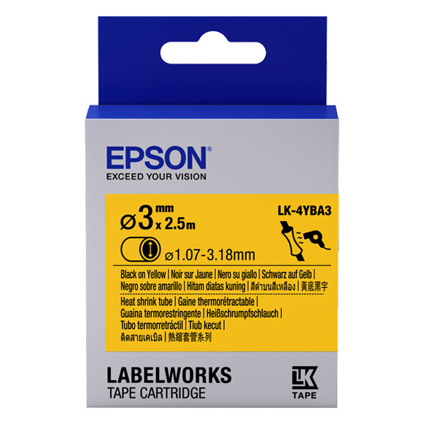Epson LK-7YBA21 ruban thermorétrécissant 21 mm (d'origine) - noir sur jaune 084302 - 1