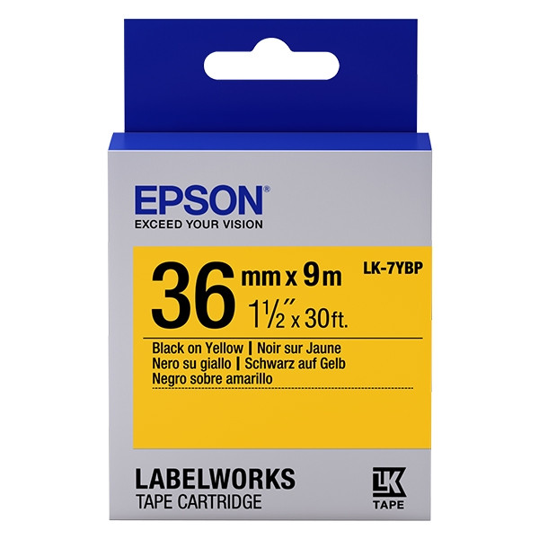 Epson LK-7YBP ruban d'étiquettes 36 mm (d'origine) - noir sur jaune pastel 083278 - 1