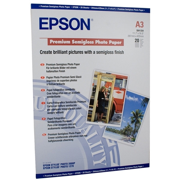 Epson S041334 Premium papier photo semi-brillant DIN 251 g/m² A3 (20 feuilles) 150380 - 1