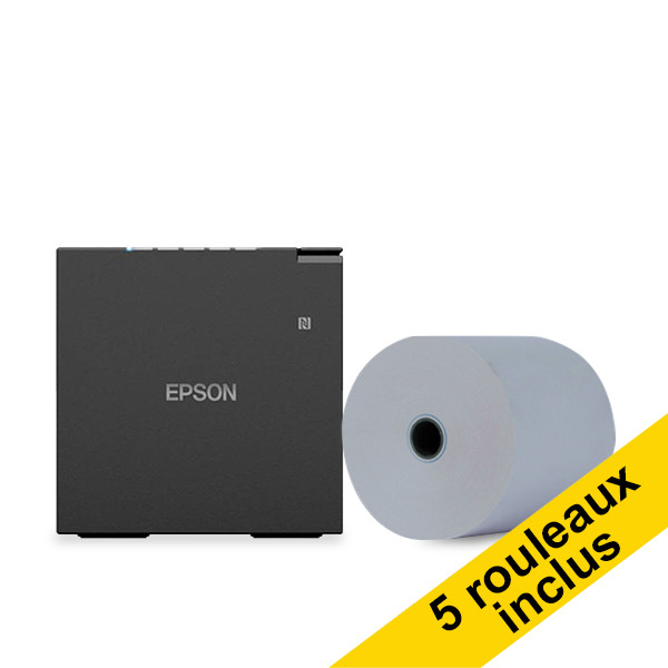 Epson TM-M30III (152) imprimante tickets de caisse avec wifi, Ethernet et Bluetooth avec 5 rouleaux de caisse Blue4est 80x80x12 - noir 832363 - 1