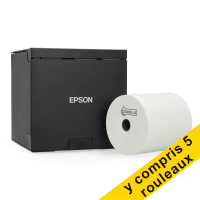 Epson TM-M30III imprimante tickets de caisse avec wifi, Ethernet et Bluetooth avec 5 rouleaux de caisse 80x80x12 blancs thermiques 831988