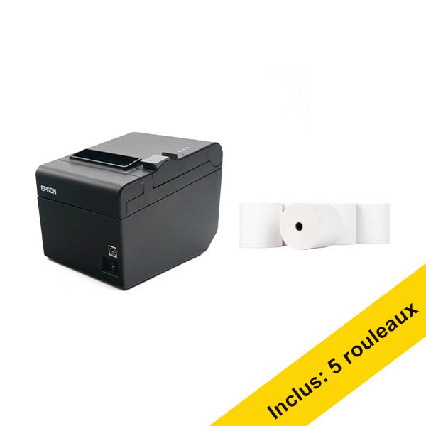 Epson TM-T20III (011) imprimante de reçus avec rouleau de caisse 123encre 80x80x12 thermo blanc (5 pièces) - noir 831985 - 1