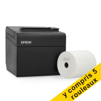 Epson TM-T20III (012) imprimante de reçus avec pack Ethernet et 5 rouleaux de caisse 80x80x12 blancs thermiques - noir 831986