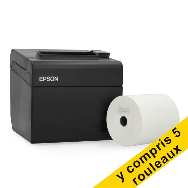 Epson TM-T20III (012) imprimante de reçus avec pack Ethernet et rouleau de caisse 123encre 80x80x12 thermo blanc (5 pièces) - noir 831986 - 1