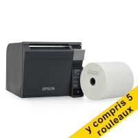 Epson TM-T70II imprimante de tickets avec 5 rouleaux de caisse 80x80x12 thermique - blanc 832331