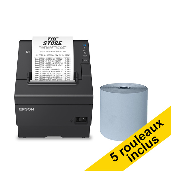 Epson TM-T88VII imprimante tickets de caisse avec Ethernet et 5 rouleaux de caisse Blue4est 80x80x12 832364 - 1