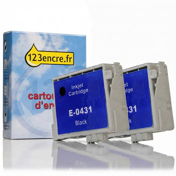 Epson offre : T0431 cartouche d'encre haute capacité duopack (marque 123encre) - noir 022373 - 1