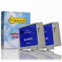 Epson offre : T0431 cartouche d'encre haute capacité duopack (marque 123encre) - noir 022373