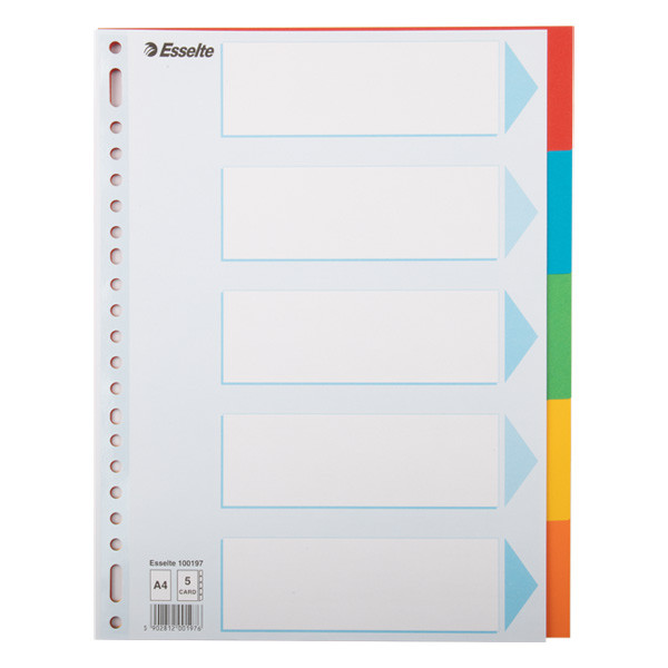 Esselte 100197 intercalaires en carton A4 avec 5 onglets (23 trous) 203510 - 1