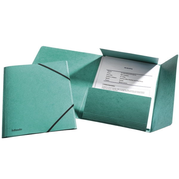 Esselte 3-klepsmap luxe glanskarton groen (25 stuks) 203734 - 1