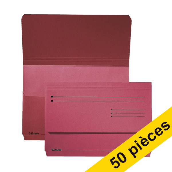 Offre : 2x Esselte Pocket-File dossier pochette en carton (25 pièces) - rouge 203151 - 1