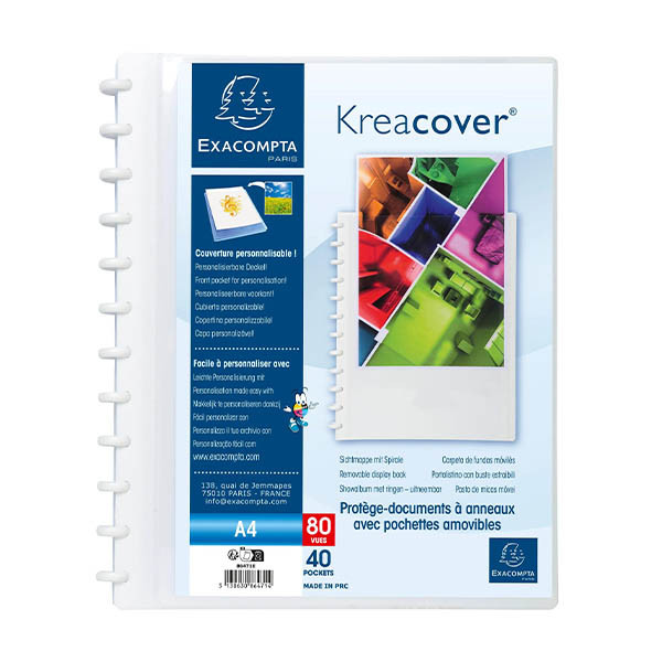 Exacompta Kreacover porte-vues avec insert A4 (20 pochettes) - blanc 404539 - 1
