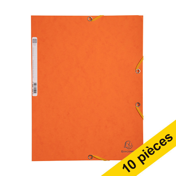Offre : 10x Exacompte farde à élastique en carton lustré A4 - orange 404062 - 1
