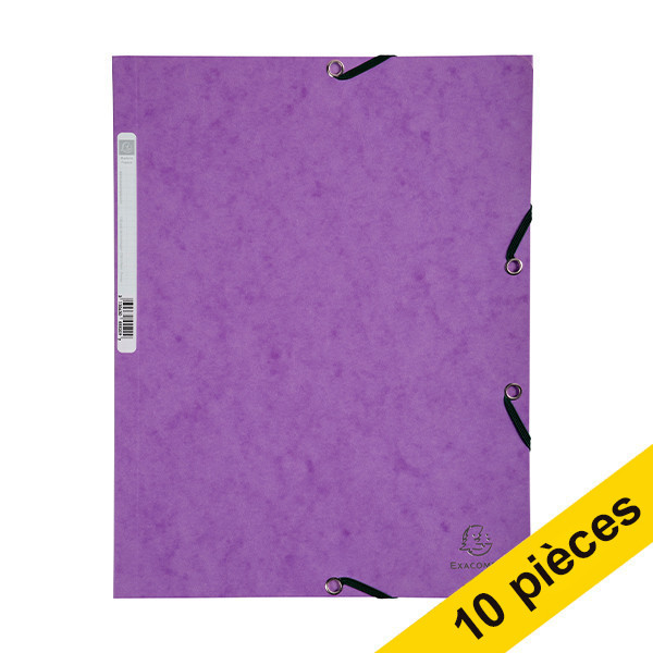 Offre : 10x Exacompte farde à élastique en carton lustré A4 - violet 404065 - 1