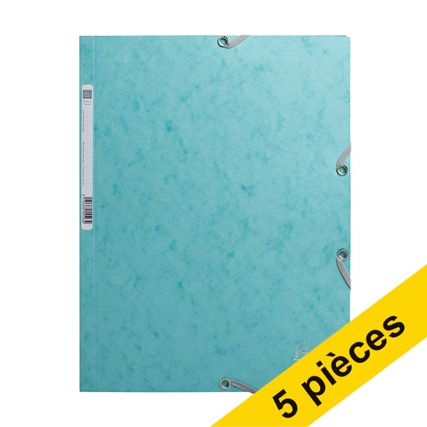 Offre : 5x Exacompta farde à élastique en carton lustré A4 - bleu givré 404164 - 1