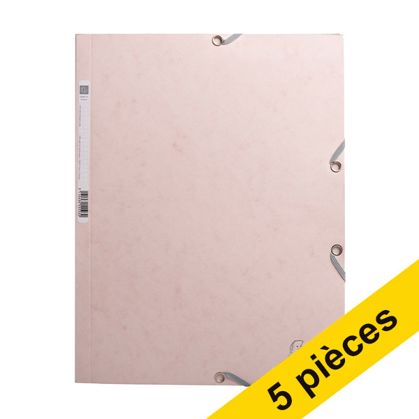 Offre : 5x Exacompta farde à élastique en carton lustré A4 - rose tendre 404165 - 1