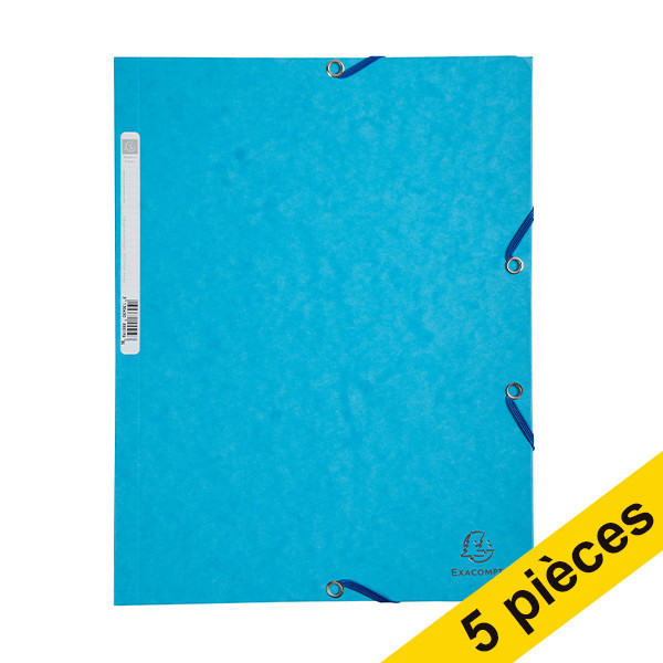 Offre : 5x Exacompta farde à élastique en carton lustré A4 - turquoise 404048 - 1