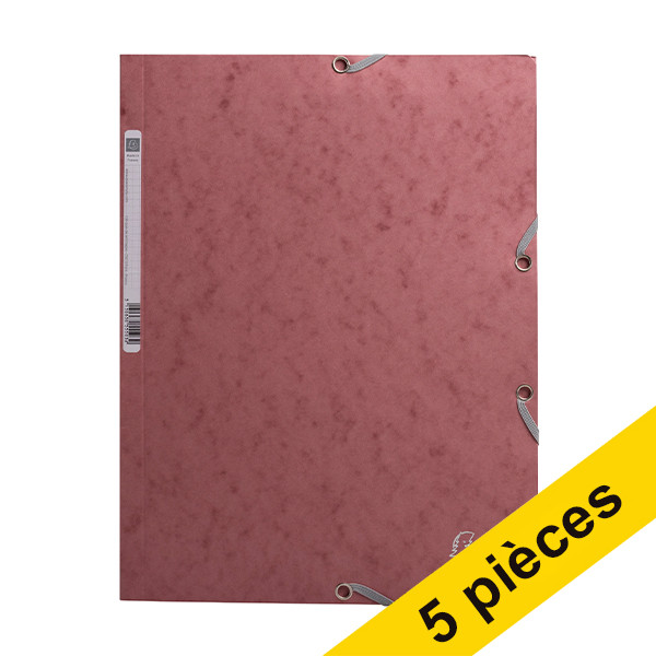 Offre : 5x Exacompta farde à élastique en carton lustré A4 - vieux rose 404166 - 1