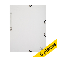 Offre : 5x Exacompte farde à élastique en carton lustré A4 - blanc