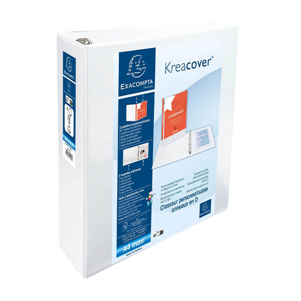 Exacompta Panorama classeur à anneaux avec 4 anneaux en forme de D 60 mm - blanc 404657 - 1