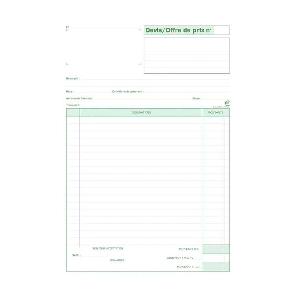 Exacompta carnet de devis autocopiant (triplicata) 50 feuilles 404592 - 2
