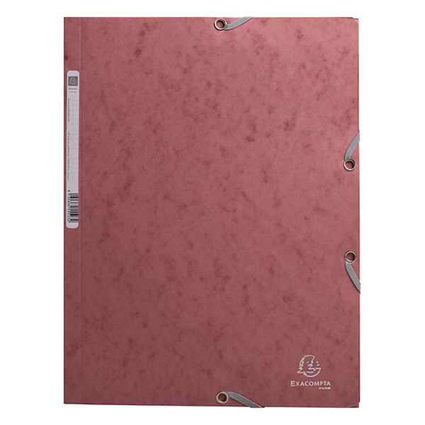 Exacompta farde à élastique en carton lustré A4 - vieux rose 404162 - 1