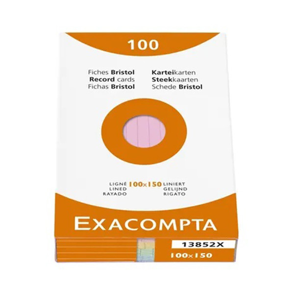 Exacompta fiche Bristol lignée 100 x 150 mm (100 pièces) - couleurs assorties 404430 - 1