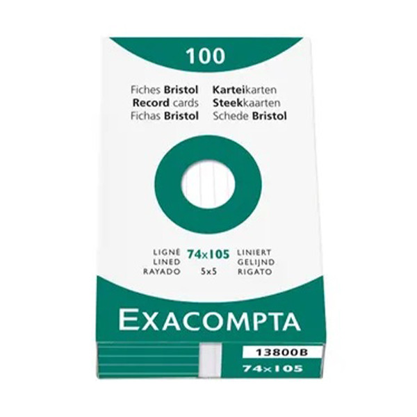 Exacompta fiche Bristol lignée 74 x 105 mm (100 pièces) 404433 - 1