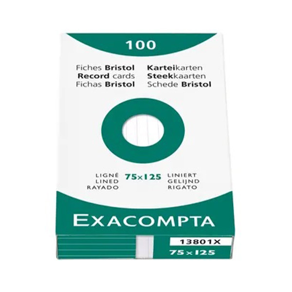 Exacompta fiche Bristol lignée 75 x 125 mm (100 pièces) 404435 - 1